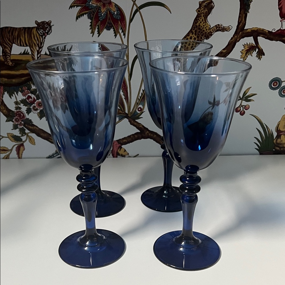 Elegant Blue Glass Goblets